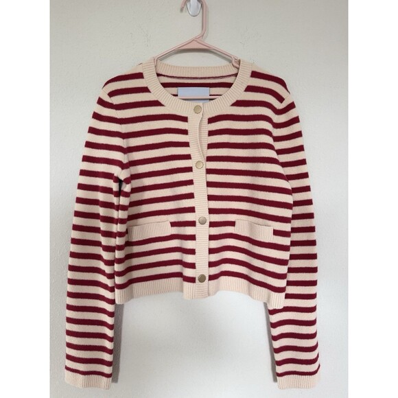 Anthropologie x NVLT Striped Knit Sweater Fisherman Coastal Cardigan Cozy Size S - Picture 5 of 11